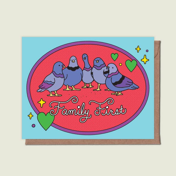 Family First Greeting Card for wholesale by Épée Lapin Studio