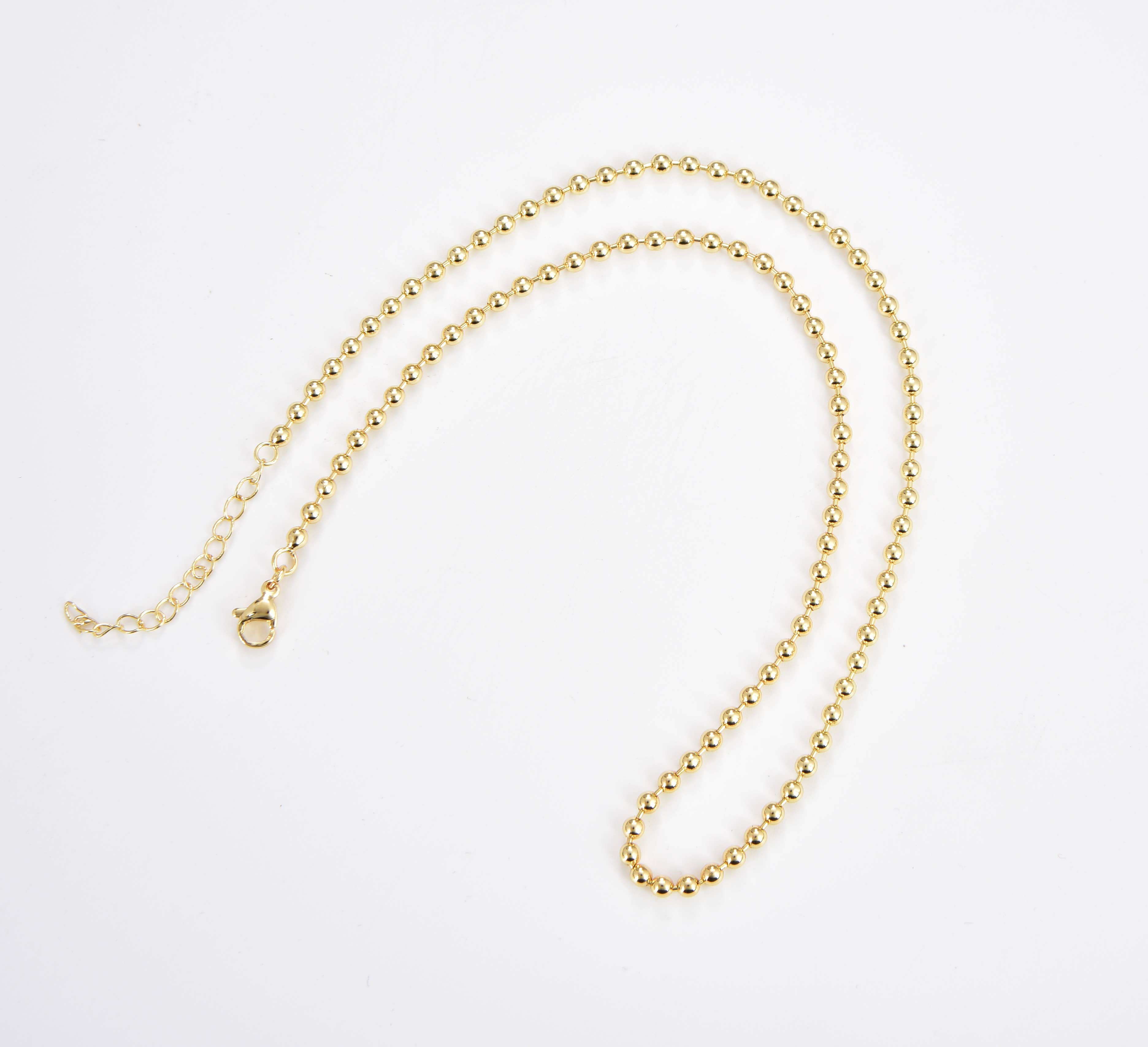 Beads Creation - Wholesale Link & Chain Necklace - Gold Filled Ball Chain, Layering Beaded Chain, Gift, CH304A1