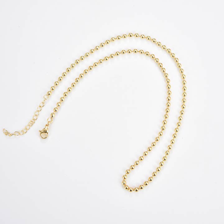 Beads Creation - Wholesale Link & Chain Necklace - Gold Filled Ball Chain, Layering Beaded Chain, Gift, CH304A1