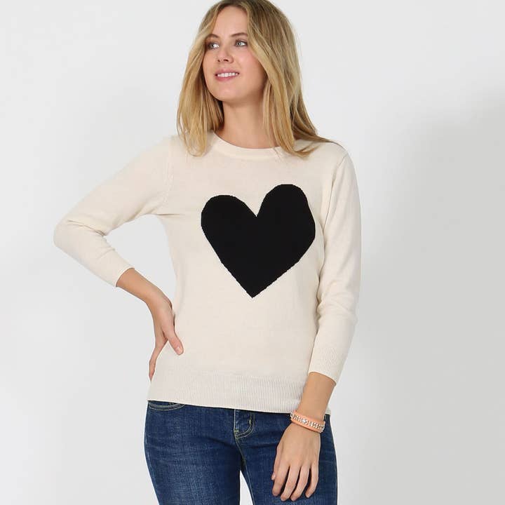 42POPS - Venta al por mayor Jersey de punto - Mujer - .. SI-6396 Jersey ajustado con forma de corazón dulce para San Valentín