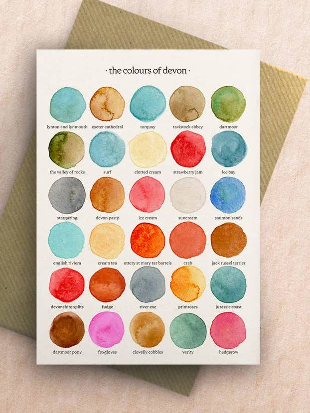 The Colours of Devon Greetings Card for wholesale by By Tilly