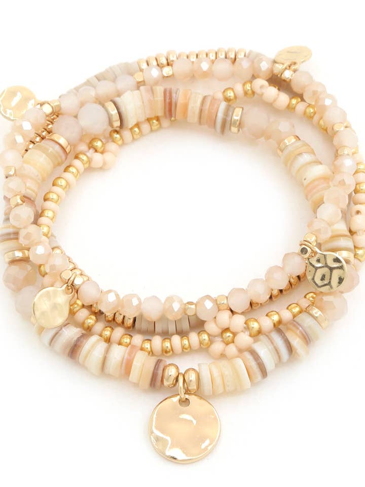 COIN BEADED ASSORTED BRACELET SET FB-1015 for wholesale by anbfashion