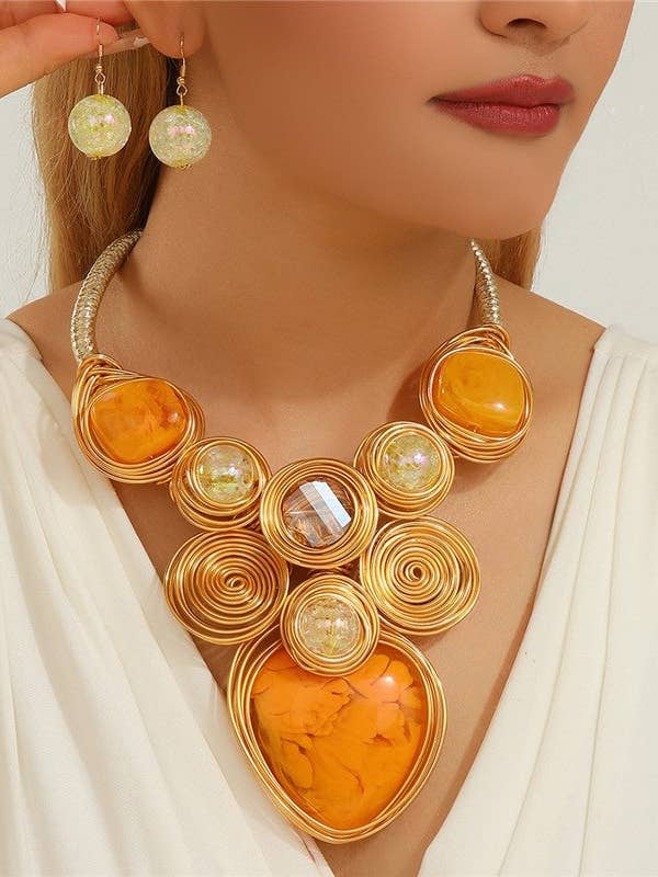 Exaggerated Necklace Earring Set for wholesale by Basis Fancy