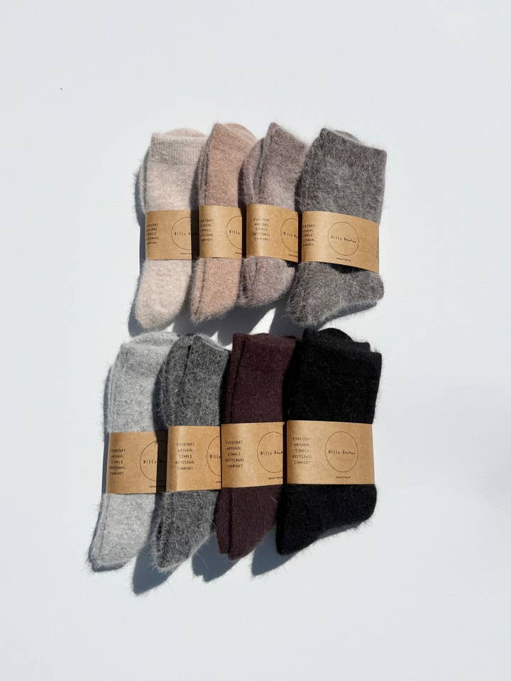 Billy Bamboo - Wholesale Socks - Women's - FLUFFY ANGORA SOCKS - NEUTRAL