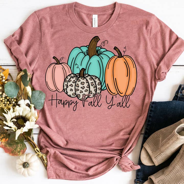 Happy Fall Y'all Pumpkin Shirt - Fall Shirt for wholesale by The Shirt Company