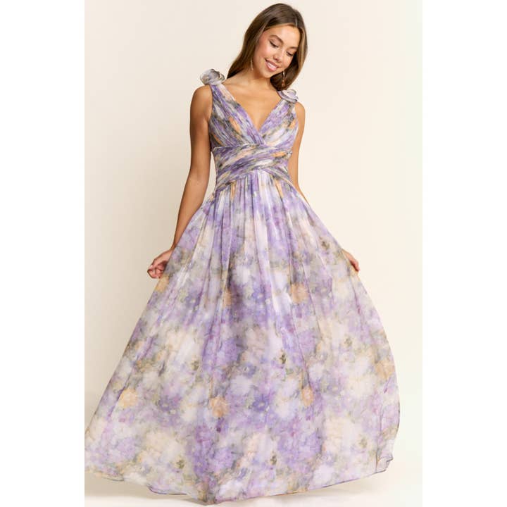 ONE SHOULDER PLEATED SATIN MAXI DRESS for wholesale by Maniju