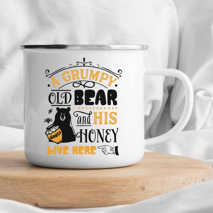 Honey Bee Enamel Camping Mug for wholesale by Thy Will Bee Done Apiary