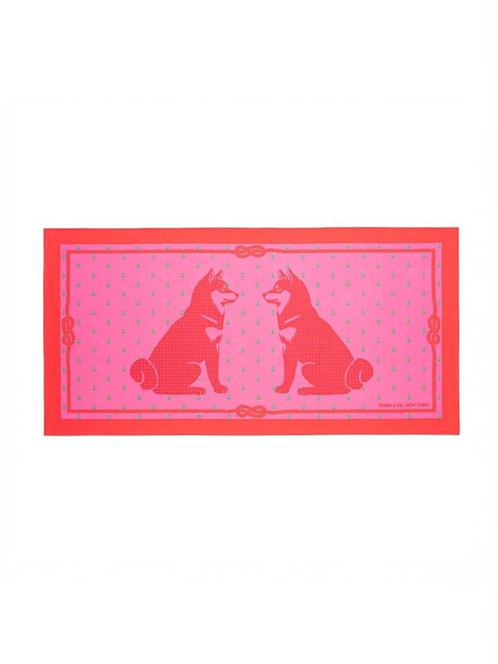 Shiba Inu Beach Towel In Pink for wholesale by SHIBA & Co
