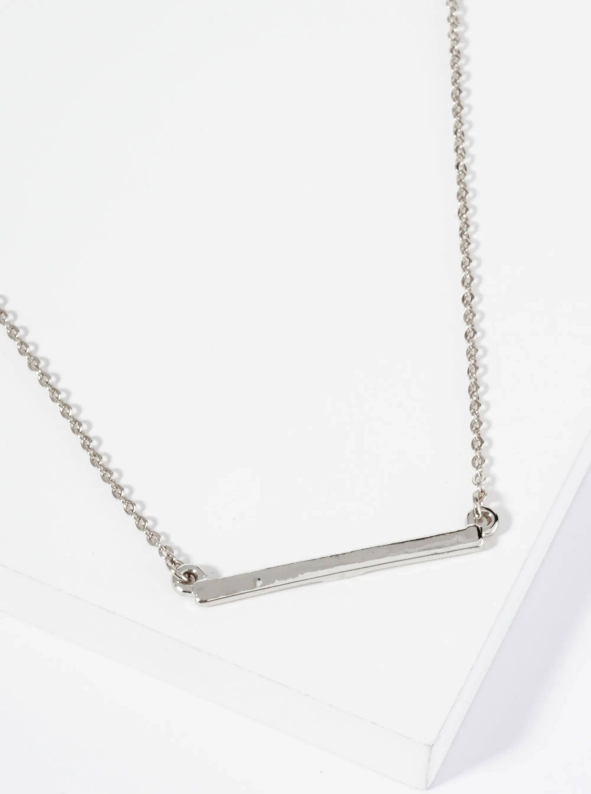 Wild Honey - Wholesale Pendant/Charm Necklace - Polished Metal 1 Inch Horizontal Bar Pendant Necklace0