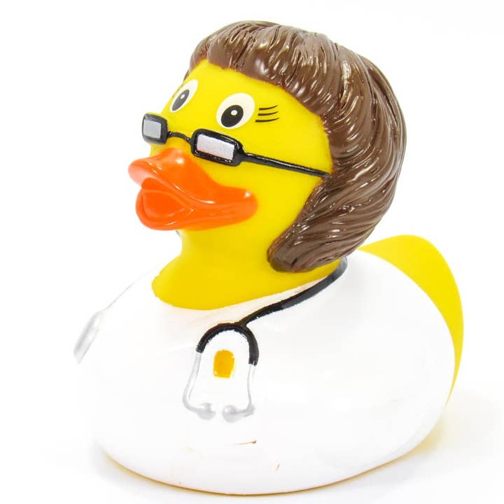 Canard en caoutchouc Female Doctor (brun) pour la vente par Ducks in the Window