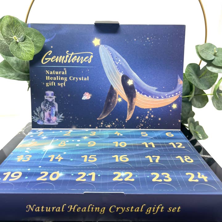 The Crystal Tabby - Wholesale Advent Calendar - Advent Calendar Tumbled Stone Gift Box
