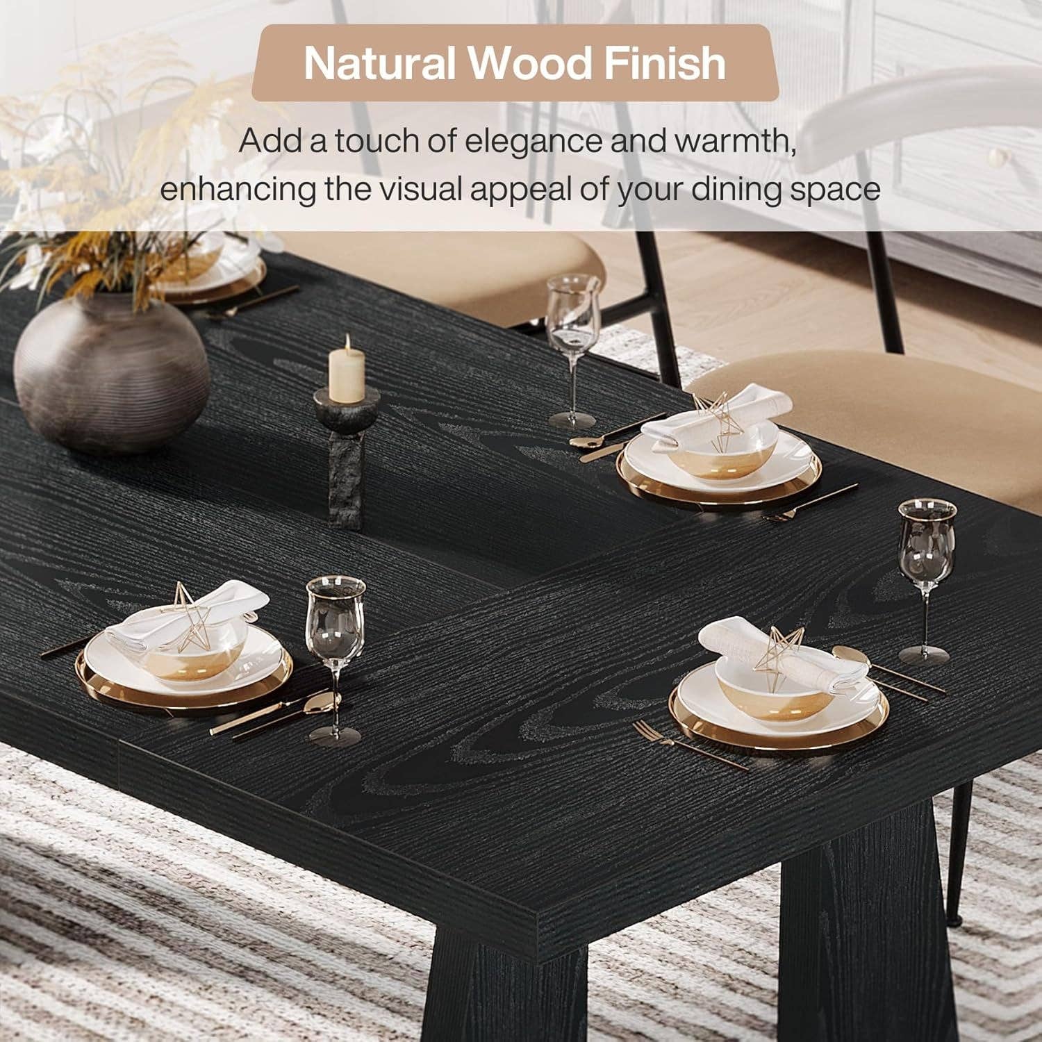 70.9 Inch Black Contemporary Rectangular Dining Table Seats 6 To 8 for wholesale on Faire8