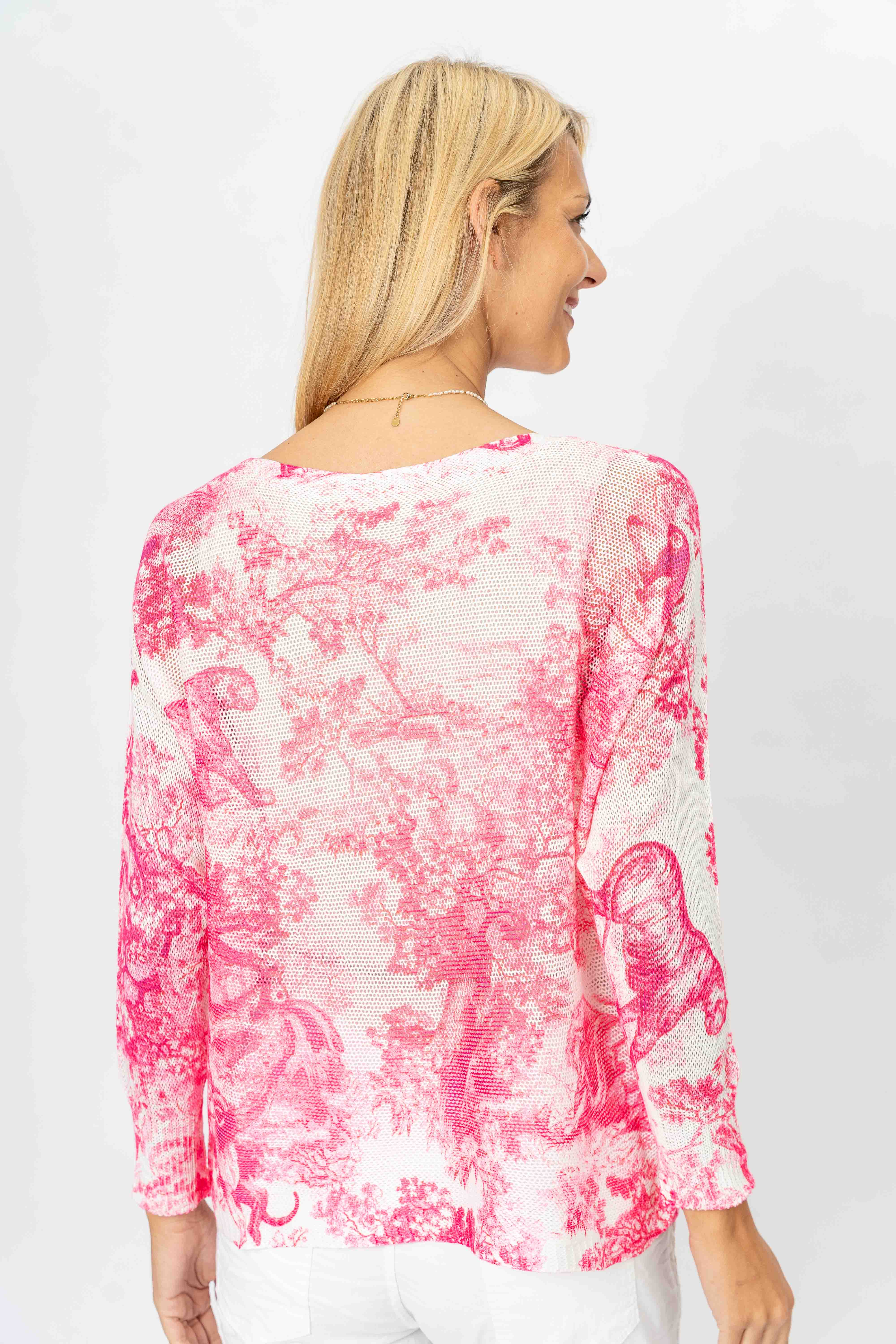 Look Mode Usa – wholesale Knitted jumper – Women′s – "Toile de Jouy" Printed Batwing Sweater6