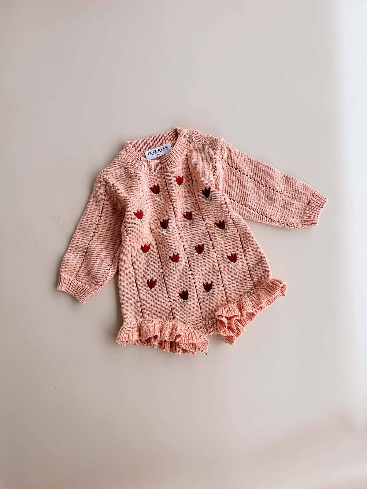 FRECKLES the label - Wholesale Jumpsuit – Baby - Embroidered Pointelle Romper | Sherbet Tulip0