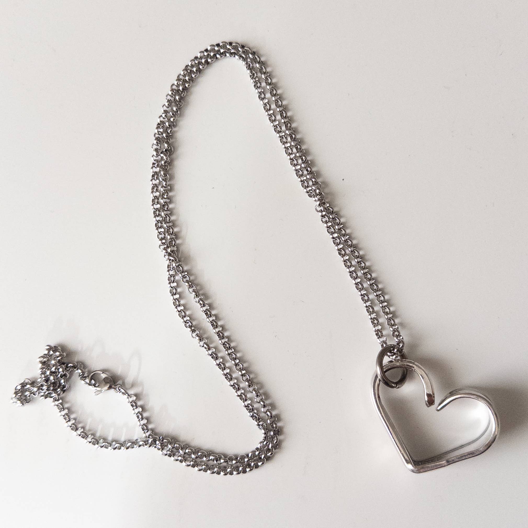 Girl Ran Away With the Spoon - Wholesale Pendant/Charm Necklace - Bent Heart Silverware Necklace4