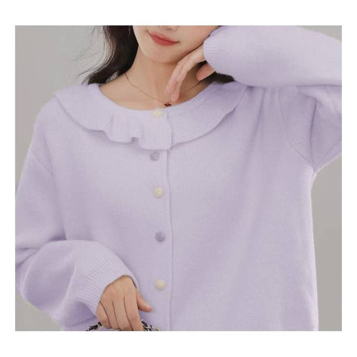 Sheer Trend - Wholesale Cardigan - Women's - Loose Collared Cardigan Sweater