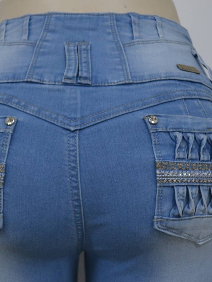 Light Blue USC-F017 Sexy Rhonda Butt Lifter Levante Cola Jeans for wholesale on Faire0