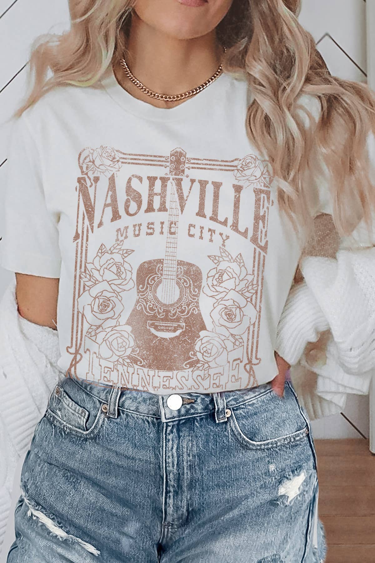 BouTeeQue Closet - Vente T-shirt sérigraphié – femme - T-shirt décontracté en coton « Nashville Music City »8