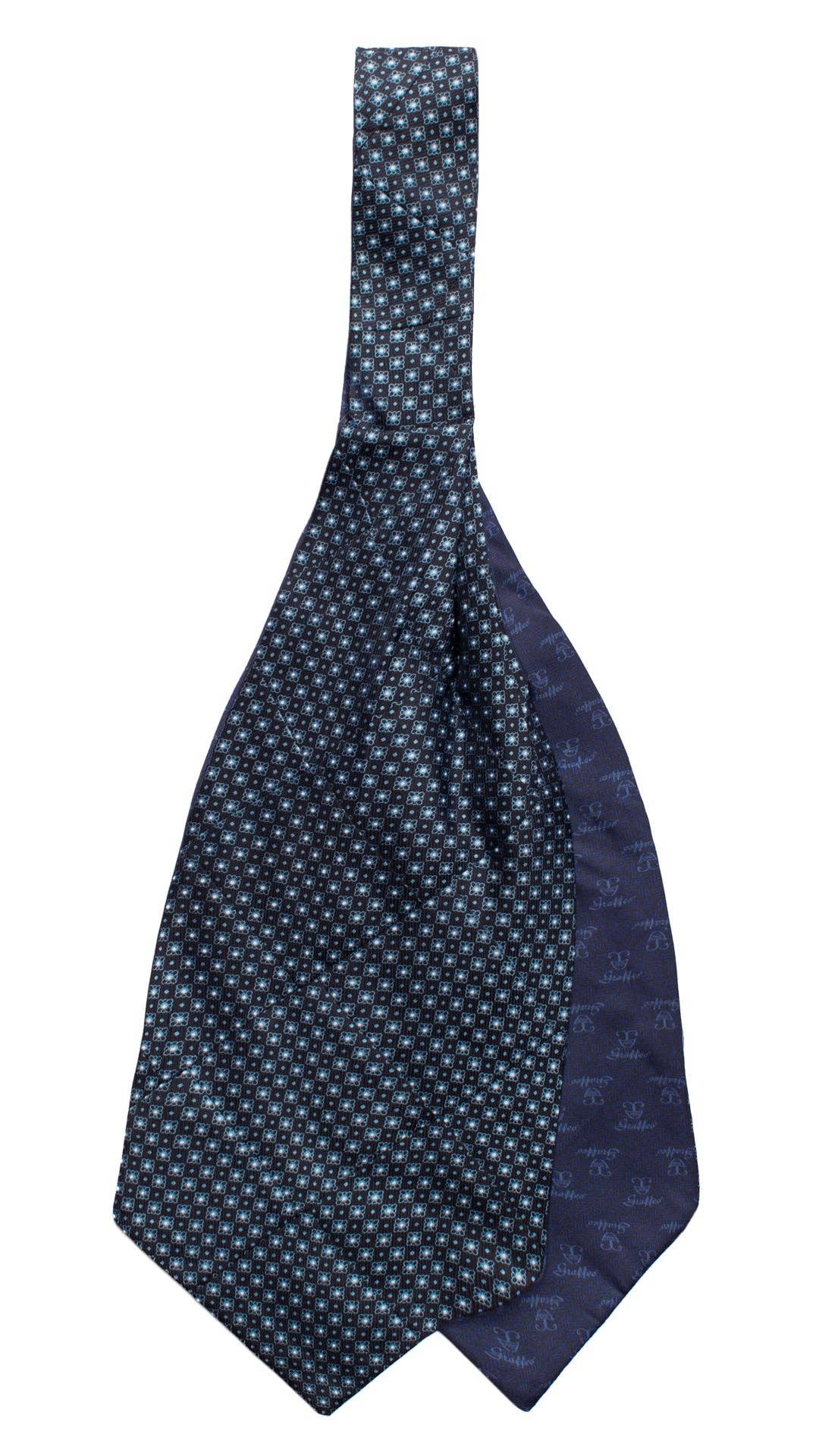 Graffeo Cravatte – wholesale Necktie – Men’s – Ascot Night Blue Vintage Silk Print Patchwork Blue White Pattern AP1131