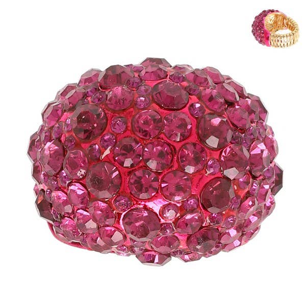 anbfashion - Wholesale Cocktail/statement ring - CRYSTAL RHINESTONE PAVE DOME STRETCH RING RQ903