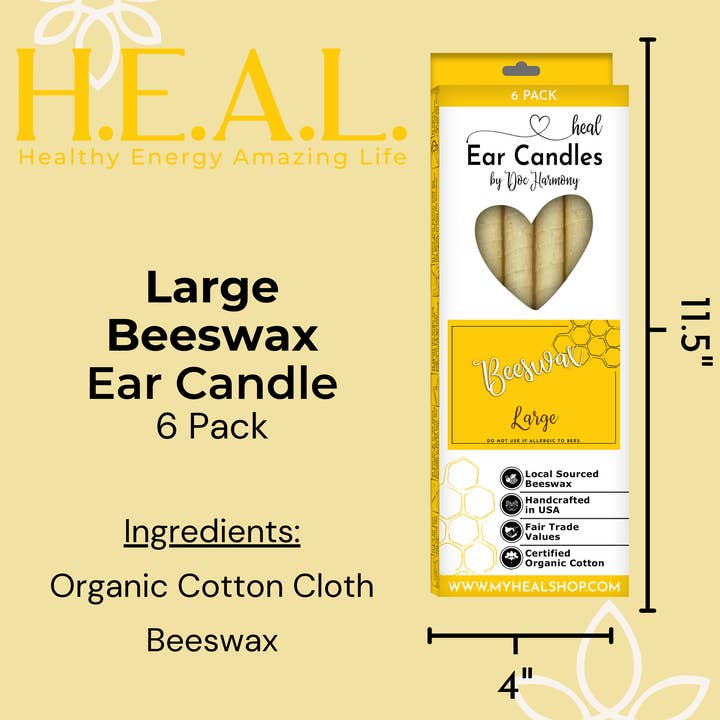 Healthy Energy Amazing Life - Wholesale Tapered Candle/Candlestick - Large Beeswax Ear Candles by Doc Harmony4
