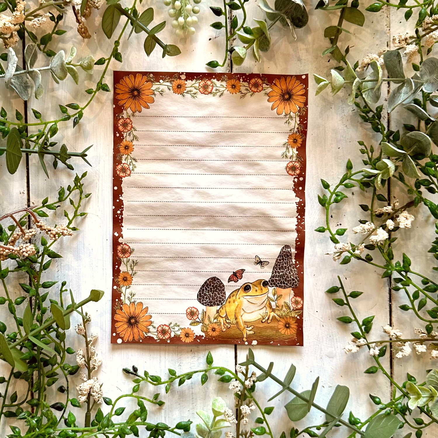 NOMAD Moon Magic - Wholesale Stationery/Notecard Set - Handmade Cottagecore Mushroom Frog Coffee-Dyed Note Papers2