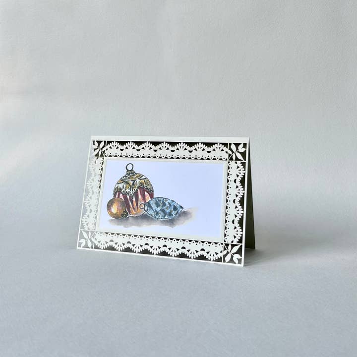 folding card Christmas balls nostalgic for wholesale by Spitzenkunst