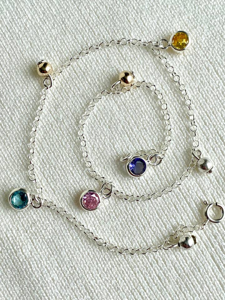 Bracelet-Cheville Argent 925 et or laminé 8K 10,5 po pour la vente par QURI