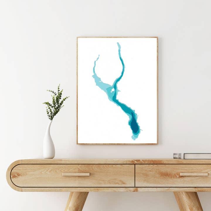 Kluane Lake Paper Bathymetric Map for wholesale by Cardtography