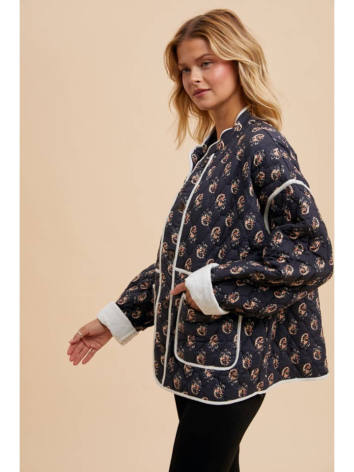 In Loom - Wholesale Puffer Jacket - Women's - FLORAL QUILTED PUFFER JACKET