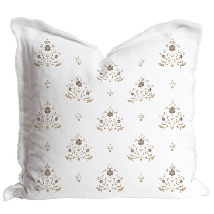 Porter Lane Home - Wholesale Throw Pillow Cover - Hand Block Floral Fringe Pillow Cover | Sutton