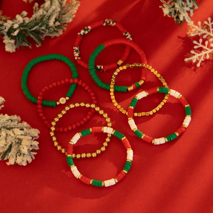 MKS America - Wholesale Beaded Bracelet - Christmas red & green Bead Bracelet set4
