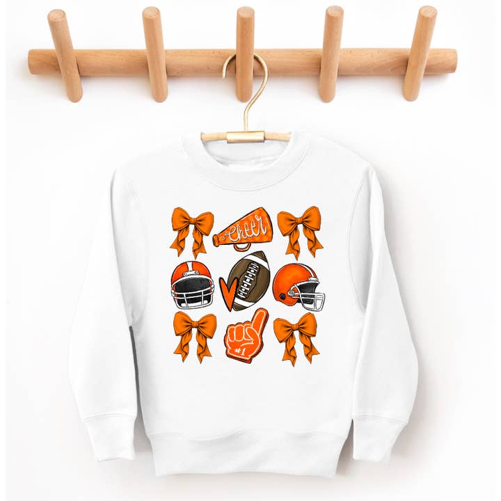 Kids Orange Football Cheer Game Day Crewneck for wholesale by Under The Lights Designs