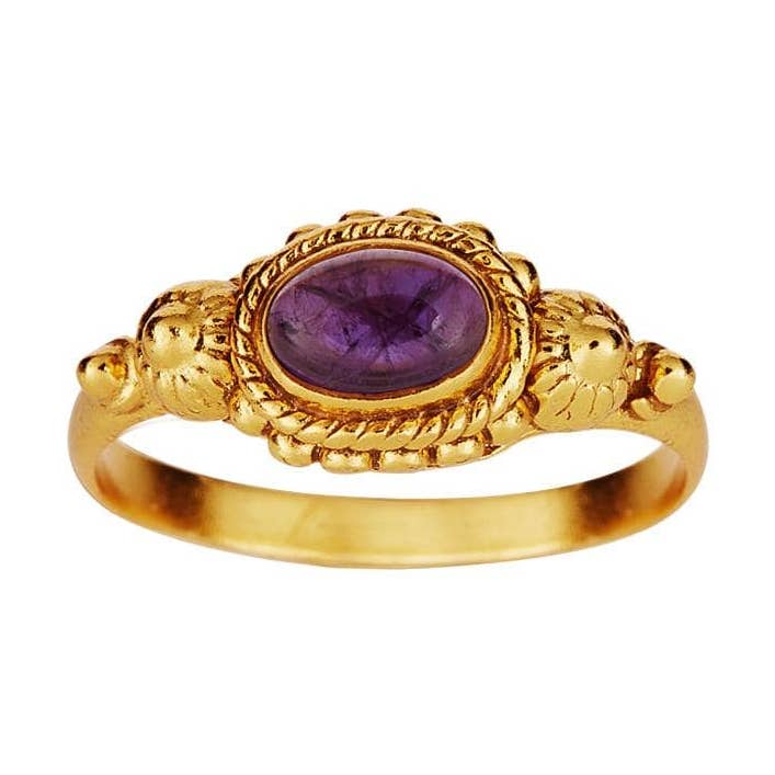 Juulry forgyldt oval indisk ring med ametyst for engroshandel hos Juulry