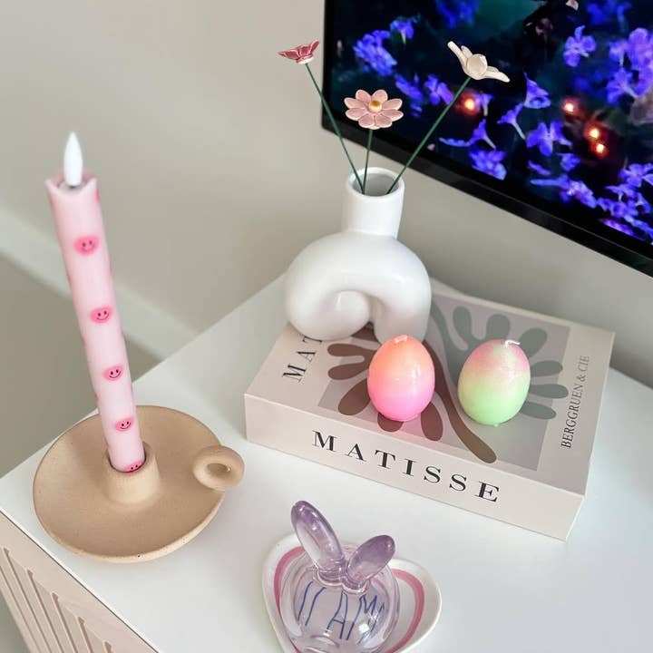 Aifcandles - Vendita all'ingrosso Candela senza fiamma - Candela a Colonna LED Smiley Rosa - Set di 22