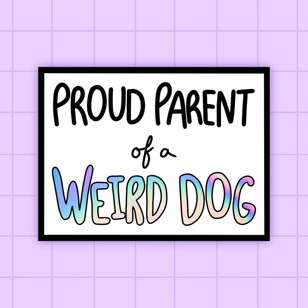 2Birds1Pencil Illustrations - Vente Autocollant - Autocollant holographique Fier Parent d'un chien bizarre