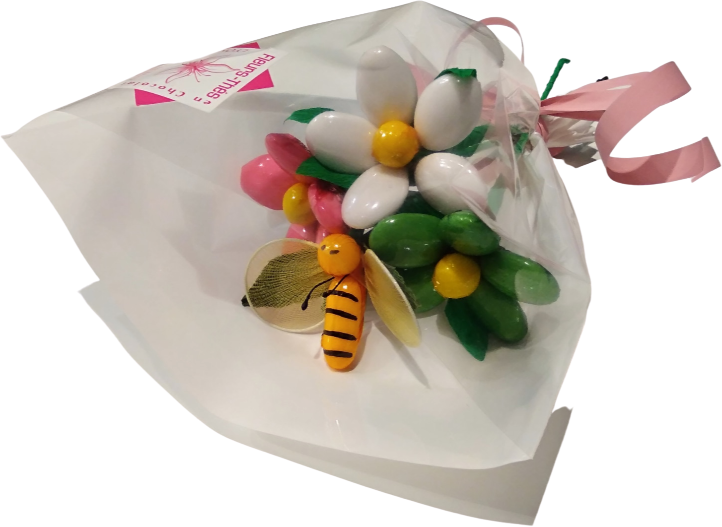 Fleurs-Thés en chocolat – wholesale Chokladtäckta godisar – Liten prästkrage i chokladdragerade mandlar7