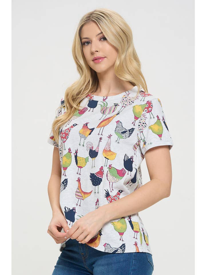 SM WARDROBE - Wholesale T-Shirt - Women's - ROOSTER PRINT T-SHIRT