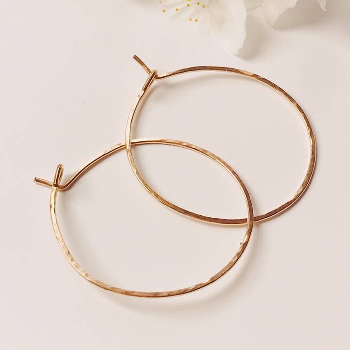 Hammered gold fill hoop earrings for wholesale by Orchha Jewels