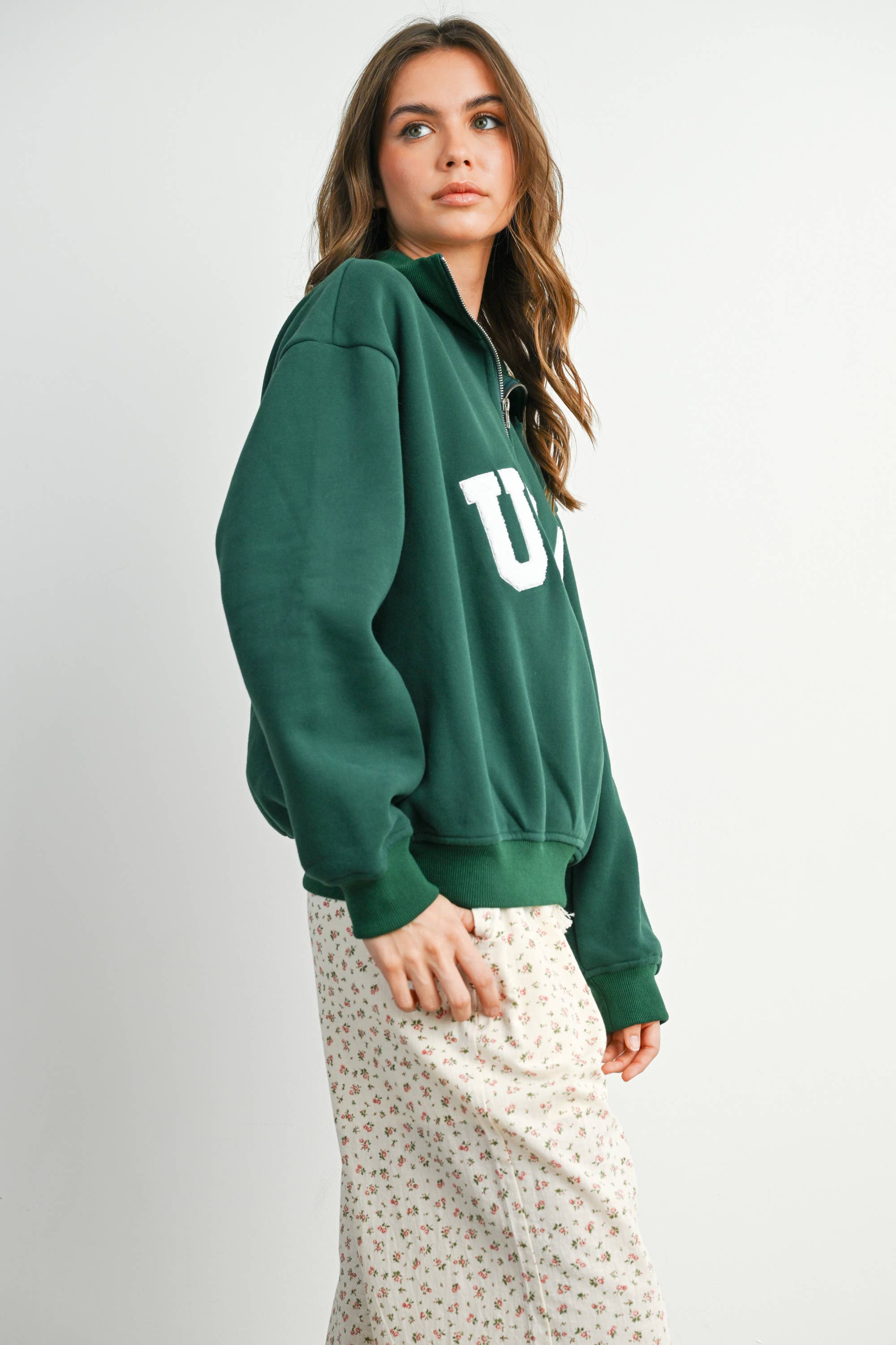 BUTTERMELON - Wholesale Sweatshirt - Women's - Quarter Zip Long Sleeve Top - BMT779538