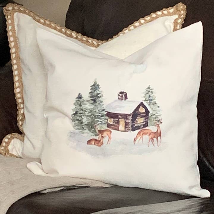 Winter cabin pillow cover | cozy winter decor | farmhouse for wholesale by Stone River Home Co