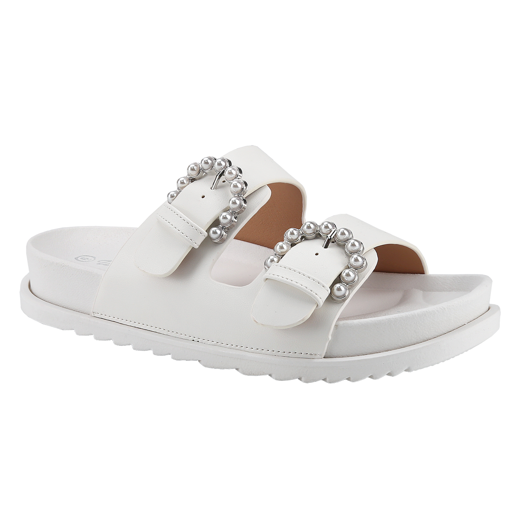 Mars Sky Shoes Wholesale - Wholesale Sandals - Women's - Weeboo FAX-1 Women Pearl Buckle Accents Slide Flat Sandals-18 Pairs Pack-14.25/Pair4