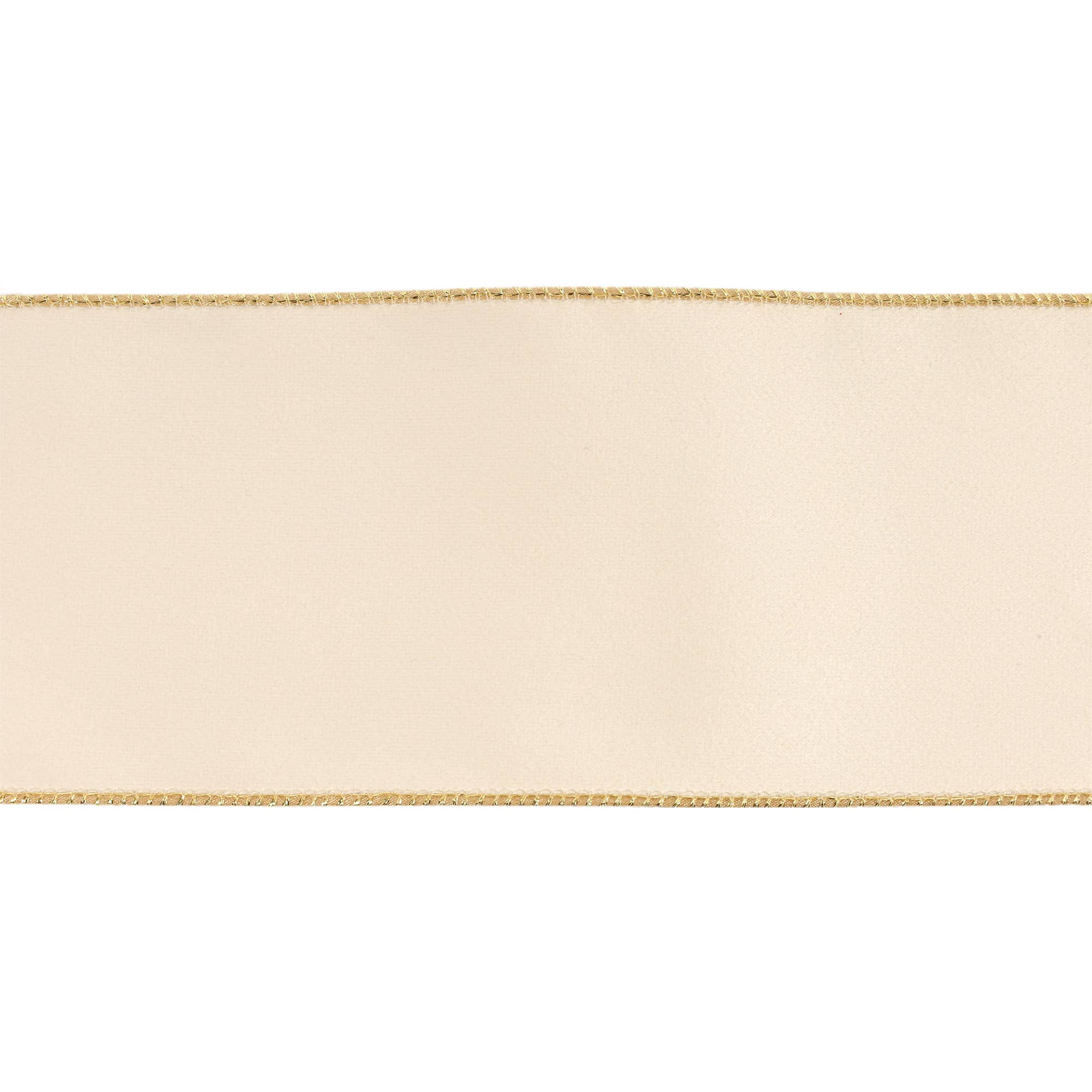 LA Ribbons Wholesale - Wholesale Linten - 4" Omkeerbaar Klassiek Fluwelen Lint met Draad | Ivoor/Goud | Rol van 10 Yards1