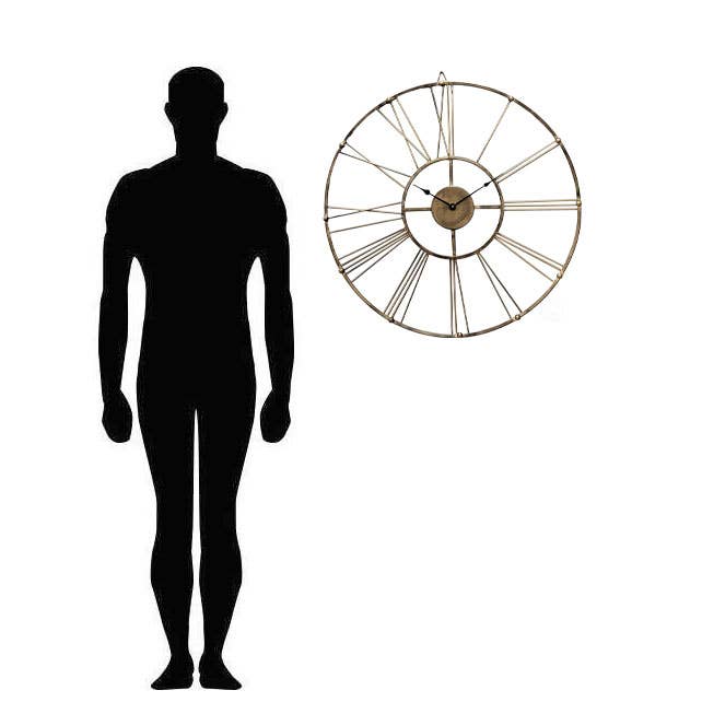 Quickway Imports - Wholesale Wall Clock - Antique Gold 30 in Dia Metal Wall Clock - Roman Numerals5