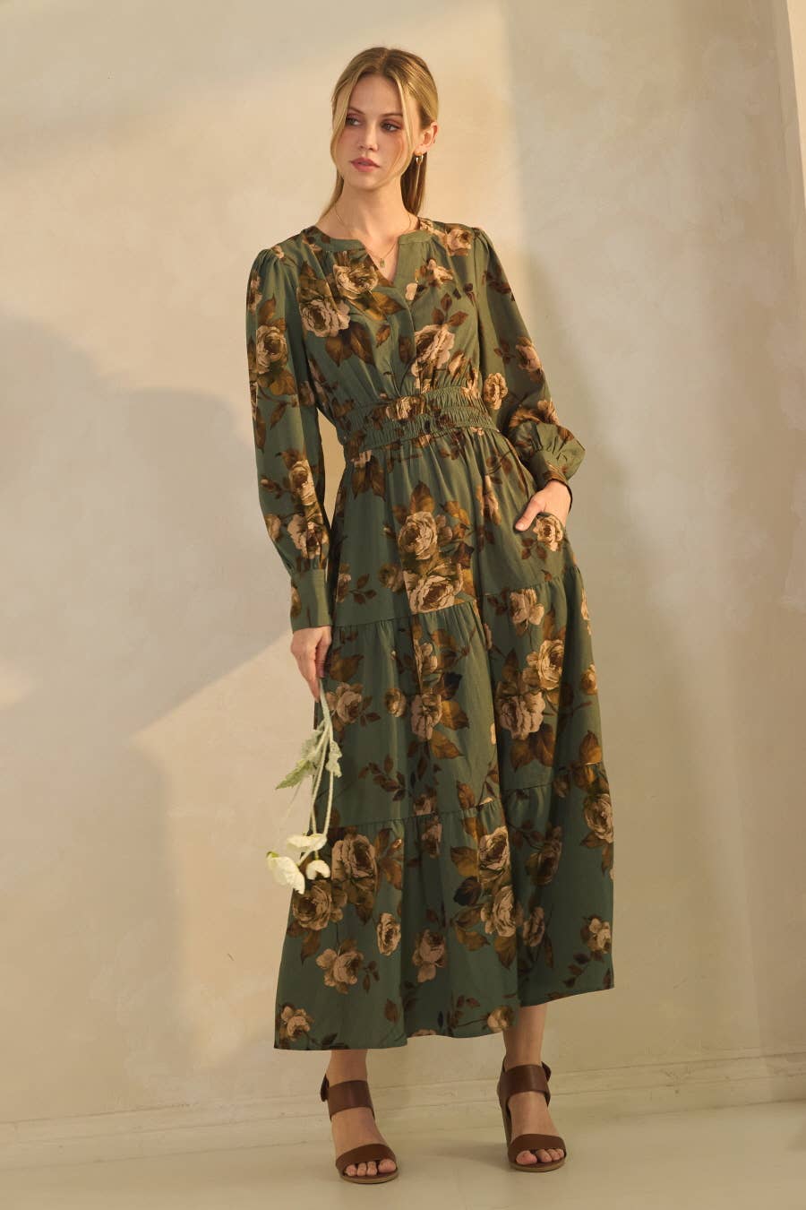 Oddi - Wholesale Dress - Women's - Plus Floral Printed Tiered Maxi Dress9