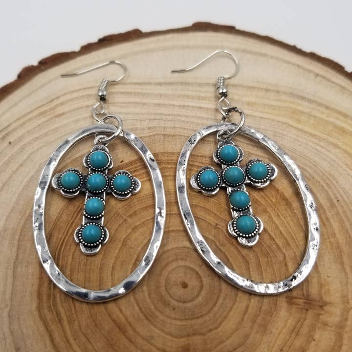 Turquoise Cross Earrings for wholesale by CHAKRA JEWELRY