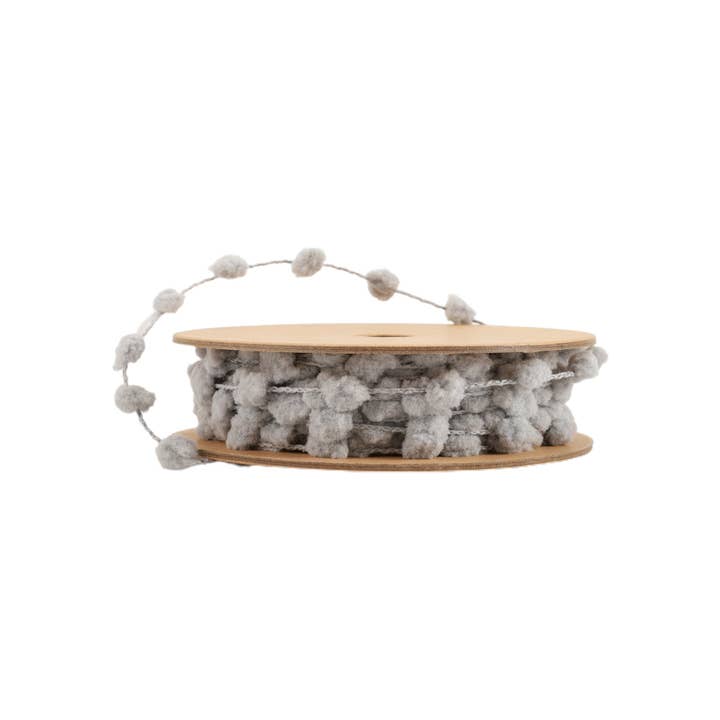 LA Ribbons Wholesale – wholesale Craft supplies – 8mm Pom Pom | Grey | 25 Yard Roll