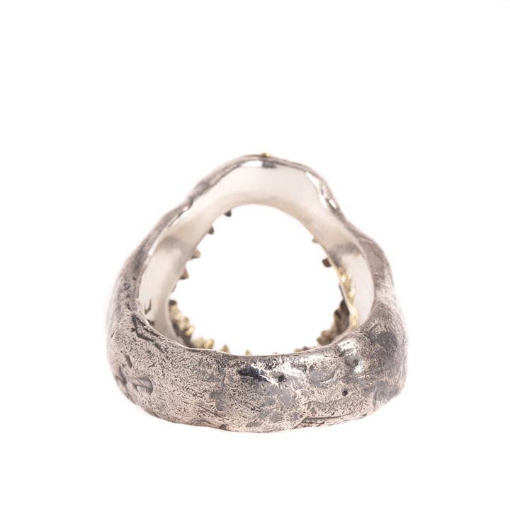JewelryLab - Vente Bague de cocktail/de cérémonie - Bague à mâchoire de requin en argent sterling 925 avec laiton2