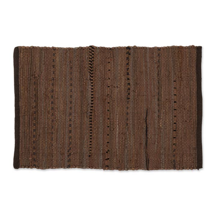 Multi Color Leather Brown Rag Rug 2x3ft for wholesale by Welcome Home Unbeatable Deals