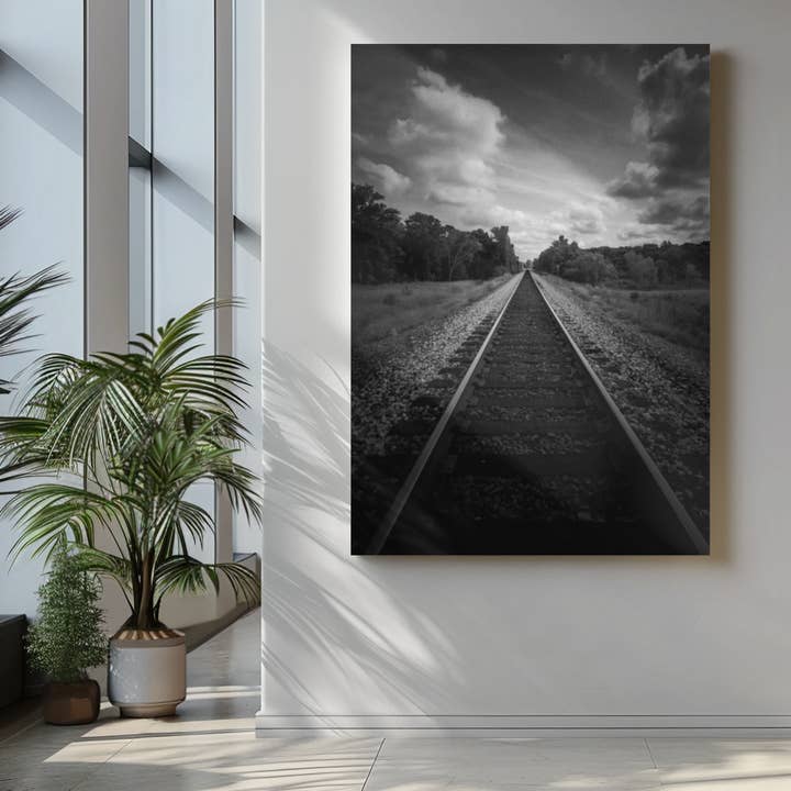 Fri Frakt Svartvita tågspår Canvas, Väggkonst, för wholesale av Lisa Herigon Photography